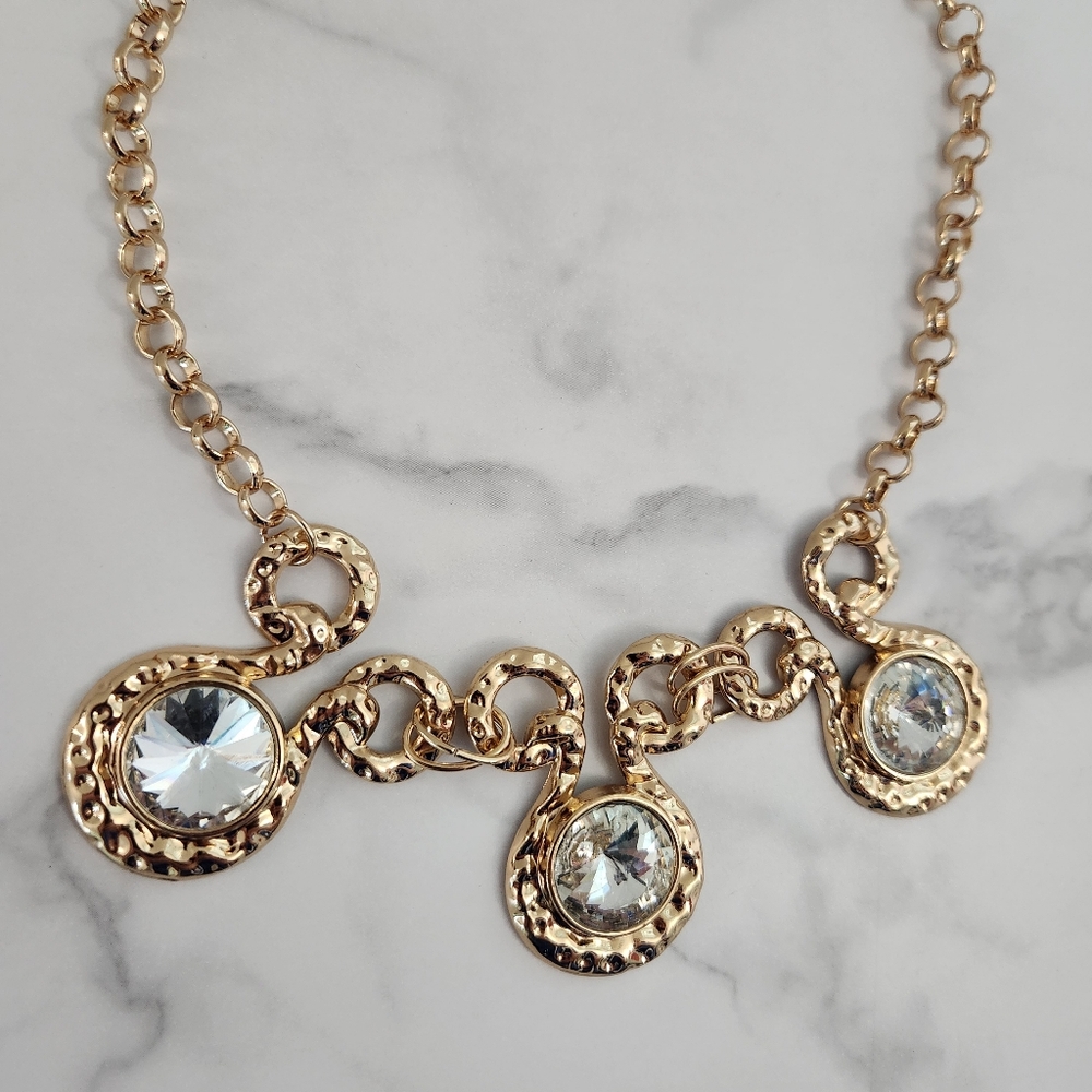 Paparazzi Gold Triple Gem Statement Necklace - Picture 4 of 7